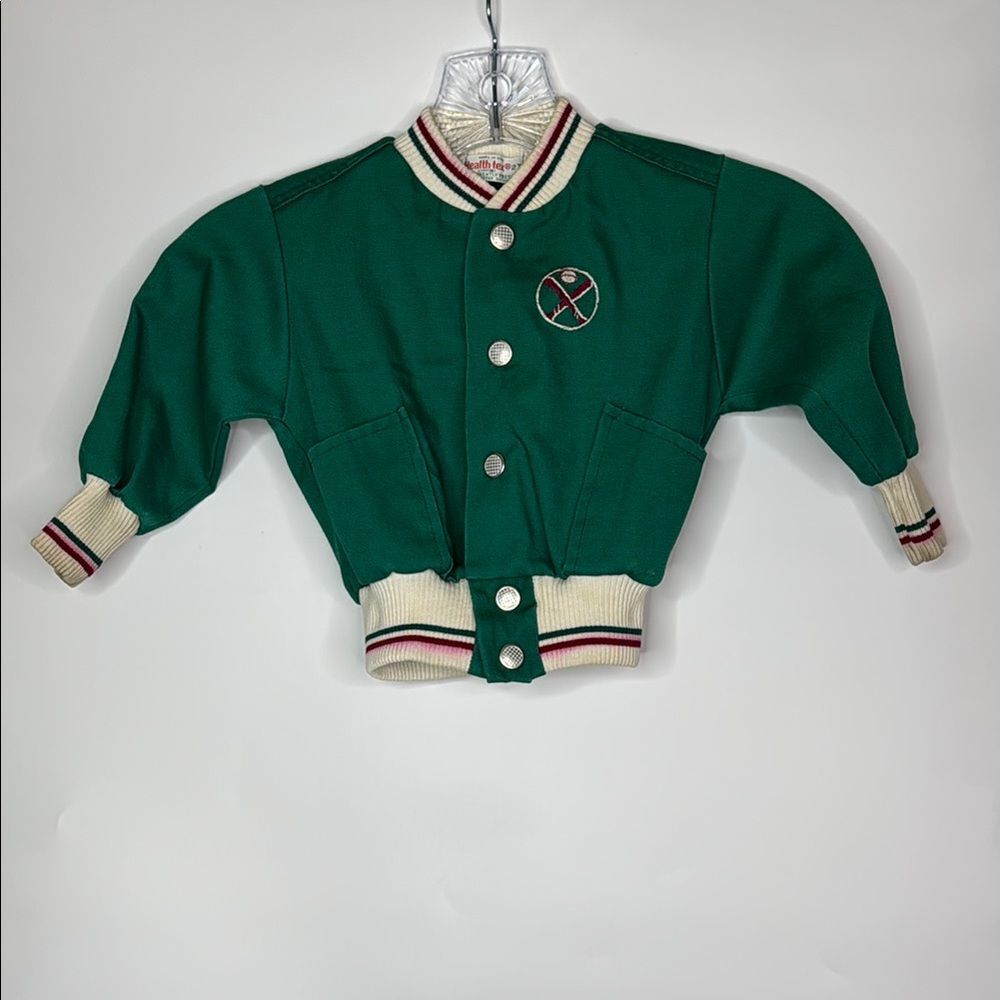 Vintage Health-Tex Green Snap Varsity Jacket Size 2T
